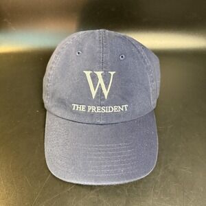 Bayside W THE PRESIDENT George W Bush Navy Blue Cotton Hat Mens OSFM Made in USA
